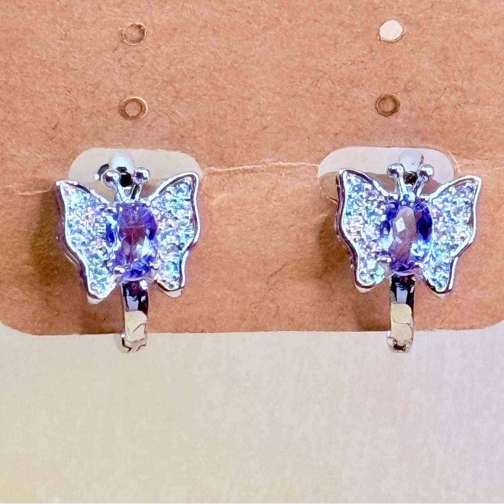 SOLD**Silver Plated Butterfly Hoop Earrings - NWT